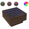 Barna tölgy szerelt fa dohányzóasztal LED-del 50 x 50 x 30 cm