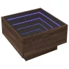 Barna tölgy szerelt fa dohányzóasztal LED-del 50 x 50 x 30 cm
