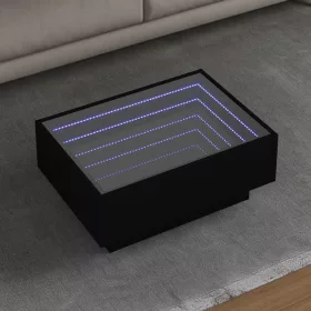 Fekete szerelt fa dohányzóasztal 70 x 50 x 30 cm
