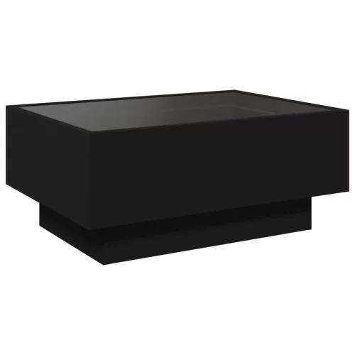 Fekete szerelt fa dohányzóasztal 70 x 50 x 30 cm