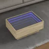 Sonoma tölgy szerelt fa dohányzóasztal LED-del 70 x 50 x 30 cm