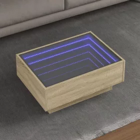   Sonoma tölgy szerelt fa dohányzóasztal LED-del 70 x 50 x 30 cm