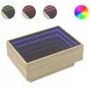 Sonoma tölgy szerelt fa dohányzóasztal LED-del 70 x 50 x 30 cm