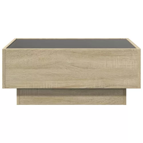Sonoma tölgy szerelt fa dohányzóasztal LED-del 70 x 50 x 30 cm