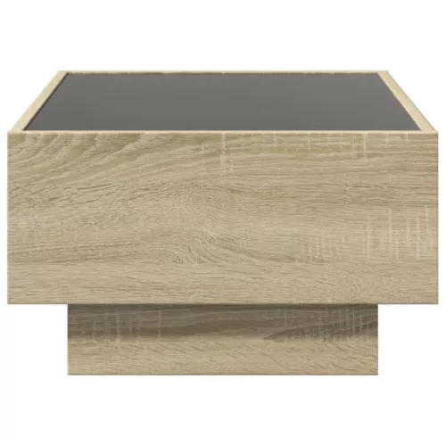 Sonoma tölgy szerelt fa dohányzóasztal LED-del 70 x 50 x 30 cm