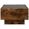 Füstös tölgy szerelt fa dohányzóasztal LED-del 70 x 50 x 30 cm