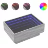 Szürke sonoma szerelt fa dohányzóasztal LED-del 70 x 50 x 30 cm