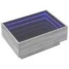 Szürke sonoma szerelt fa dohányzóasztal LED-del 70 x 50 x 30 cm