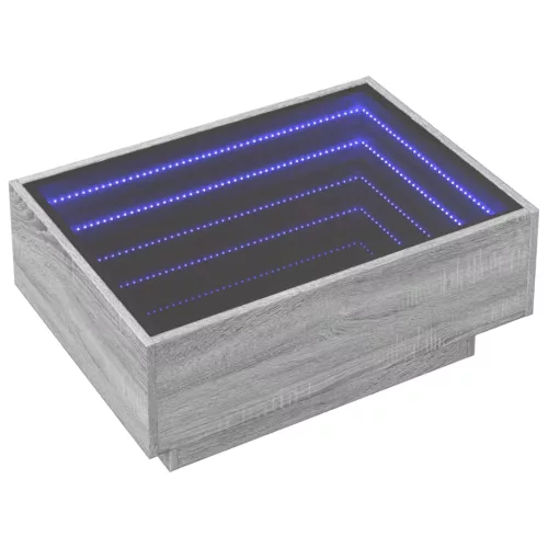 Szürke sonoma szerelt fa dohányzóasztal LED-del 70 x 50 x 30 cm