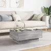 Szürke sonoma szerelt fa dohányzóasztal LED-del 70 x 50 x 30 cm