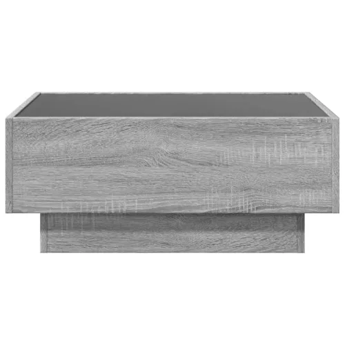 Szürke sonoma szerelt fa dohányzóasztal LED-del 70 x 50 x 30 cm