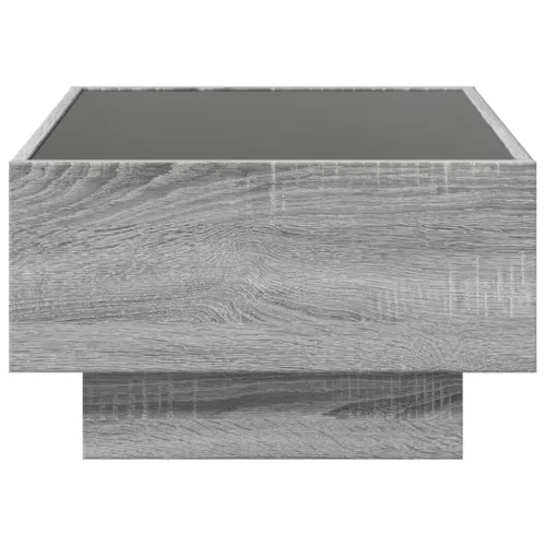 Szürke sonoma szerelt fa dohányzóasztal LED-del 70 x 50 x 30 cm