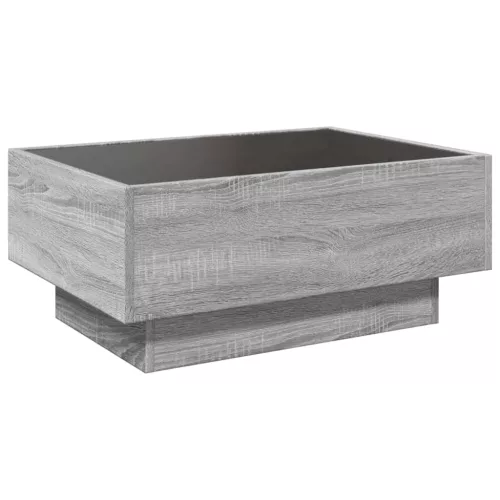 Szürke sonoma szerelt fa dohányzóasztal LED-del 70 x 50 x 30 cm