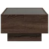 Barna tölgy szerelt fa dohányzóasztal LED-del 70 x 50 x 30 cm