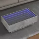 Betonszürke szerelt fa dohányzóasztal LED-del 90 x 50 x 30 cm