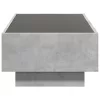 Betonszürke szerelt fa dohányzóasztal LED-del 90 x 50 x 30 cm