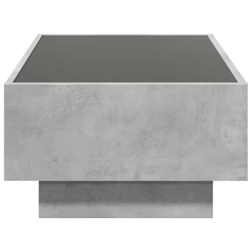 Betonszürke szerelt fa dohányzóasztal LED-del 90 x 50 x 30 cm