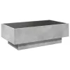 Betonszürke szerelt fa dohányzóasztal LED-del 90 x 50 x 30 cm