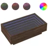 Barna tölgy szerelt fa dohányzóasztal LED-del 90 x 50 x 30 cm