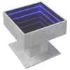 Betonszürke szerelt fa dohányzóasztal LED-del 50 x 50 x 45 cm