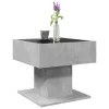 Betonszürke szerelt fa dohányzóasztal LED-del 50 x 50 x 45 cm