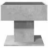 Betonszürke szerelt fa dohányzóasztal LED-del 50 x 50 x 45 cm