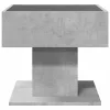 Betonszürke szerelt fa dohányzóasztal LED-del 50 x 50 x 45 cm
