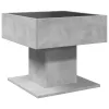 Betonszürke szerelt fa dohányzóasztal LED-del 50 x 50 x 45 cm