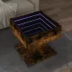 Füstös tölgy szerelt fa dohányzóasztal LED-del 50 x 50 x 45 cm
