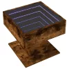 Füstös tölgy szerelt fa dohányzóasztal LED-del 50 x 50 x 45 cm