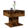 Füstös tölgy szerelt fa dohányzóasztal LED-del 50 x 50 x 45 cm