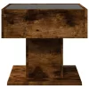 Füstös tölgy szerelt fa dohányzóasztal LED-del 50 x 50 x 45 cm