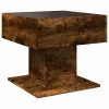 Füstös tölgy szerelt fa dohányzóasztal LED-del 50 x 50 x 45 cm