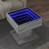Szürke sonoma szerelt fa dohányzóasztal LED-del 50 x 50 x 45 cm