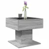 Szürke sonoma szerelt fa dohányzóasztal LED-del 50 x 50 x 45 cm