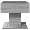 Szürke sonoma szerelt fa dohányzóasztal LED-del 50 x 50 x 45 cm