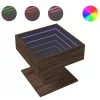 Barna tölgy szerelt fa dohányzóasztal LED-del 50 x 50 x 45 cm