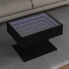 Fekete szerelt fa dohányzóasztal 70 x 50 x 45 cm
