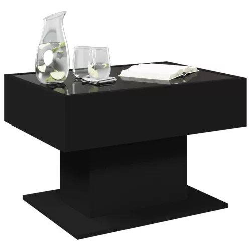 Fekete szerelt fa dohányzóasztal 70 x 50 x 45 cm