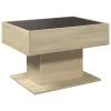 Sonoma tölgy szerelt fa dohányzóasztal LED-del 70 x 50 x 45 cm