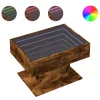Füstös tölgy szerelt fa dohányzóasztal LED-del 70 x 50 x 45 cm