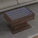 Barna tölgy szerelt fa dohányzóasztal LED-del 70 x 50 x 45 cm