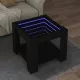 Fekete szerelt fa dohányzóasztal LED-del 53 x 53 x 45 cm