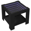 Fekete szerelt fa dohányzóasztal LED-del 53 x 53 x 45 cm