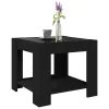 Fekete szerelt fa dohányzóasztal LED-del 53 x 53 x 45 cm