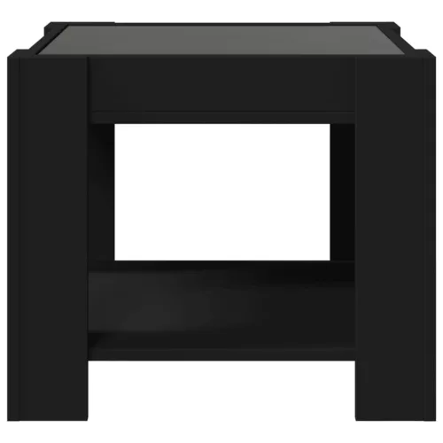 Fekete szerelt fa dohányzóasztal LED-del 53 x 53 x 45 cm