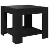 Fekete szerelt fa dohányzóasztal LED-del 53 x 53 x 45 cm