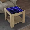 Sonoma tölgy szerelt fa dohányzóasztal LED-del 53 x 53 x 45 cm