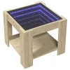 Sonoma tölgy szerelt fa dohányzóasztal LED-del 53 x 53 x 45 cm