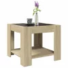 Sonoma tölgy szerelt fa dohányzóasztal LED-del 53 x 53 x 45 cm